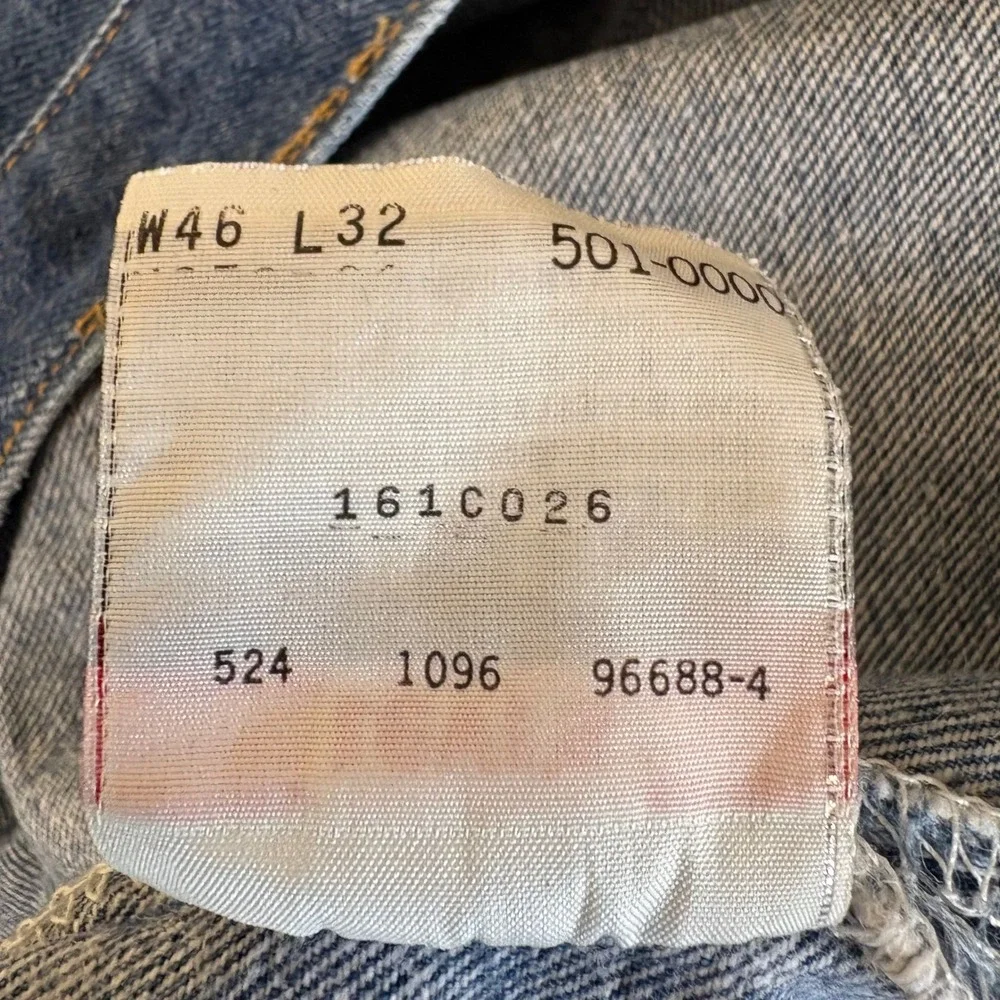 VTG 90s Levis 501 STF Jeans Mens 46x32 Made in USA Blue Straight Leg Button Fly